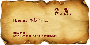 Havas Márta névjegykártya